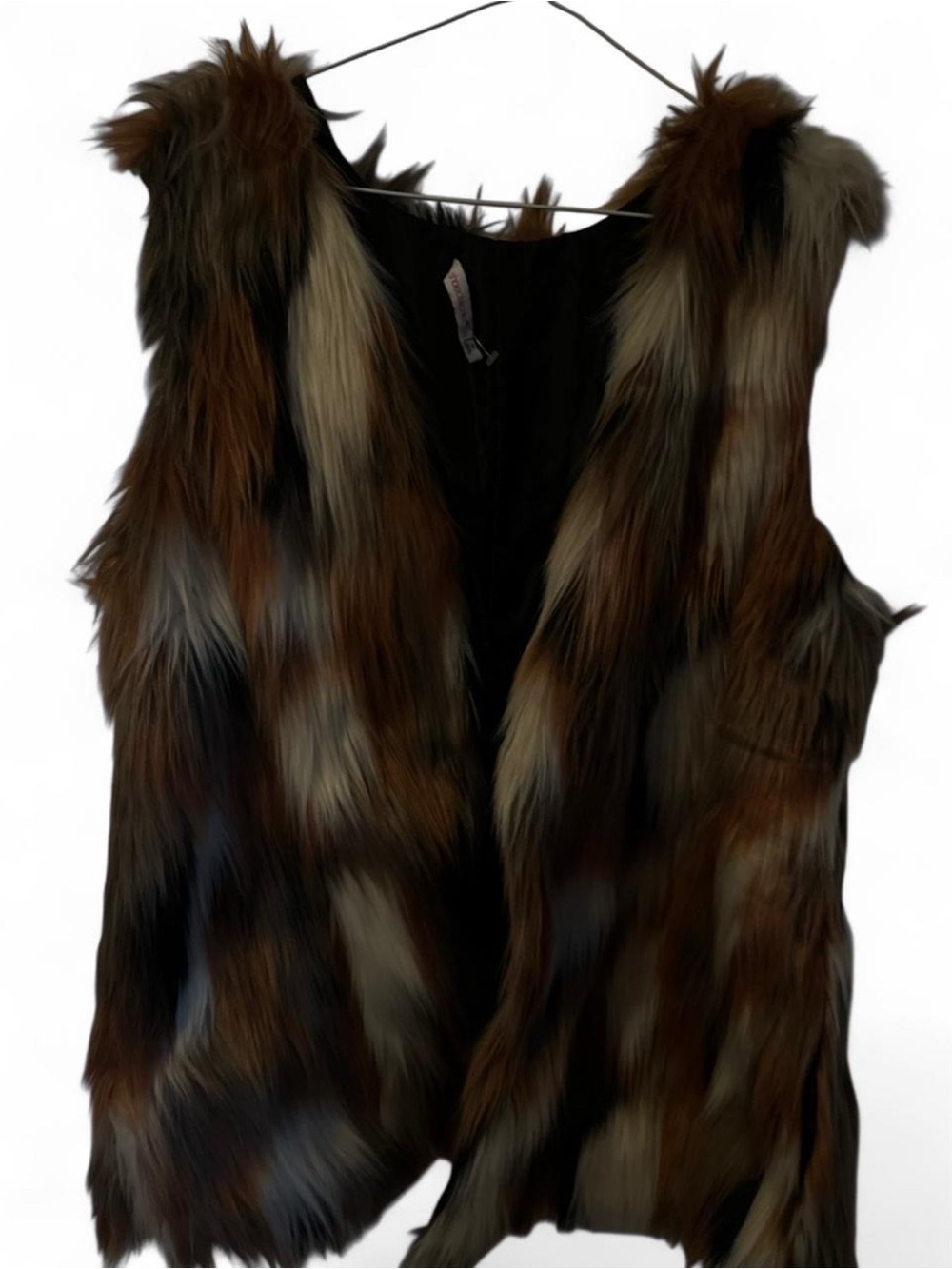Faux Fur Vest - Brown Multi-Color